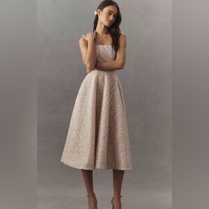 Strapless Midi Dress in Blush Sparkle